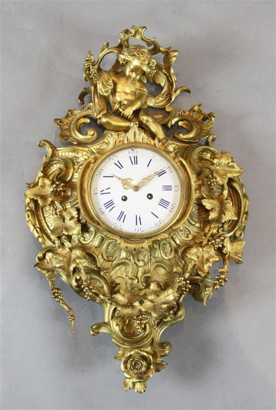 A third quarter of the 19th century French ormolu cartel clock height 68cm width 42cm